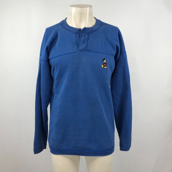 Disney Other - VINTAGE DISNEY - MEN'S LARGE - BLUE LONG SLEEVE BUTTON MICKEY SWEATSHIRT